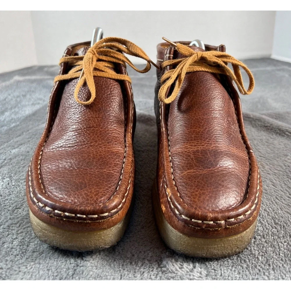 Clarks Original Wallabee Chukka Boots Mens 7.5 Brown Pebbled Leather